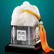 琉璃玉璽中號(hào)雙龍水晶印章創(chuàng)意家居工藝品擺件 商務(wù)禮品